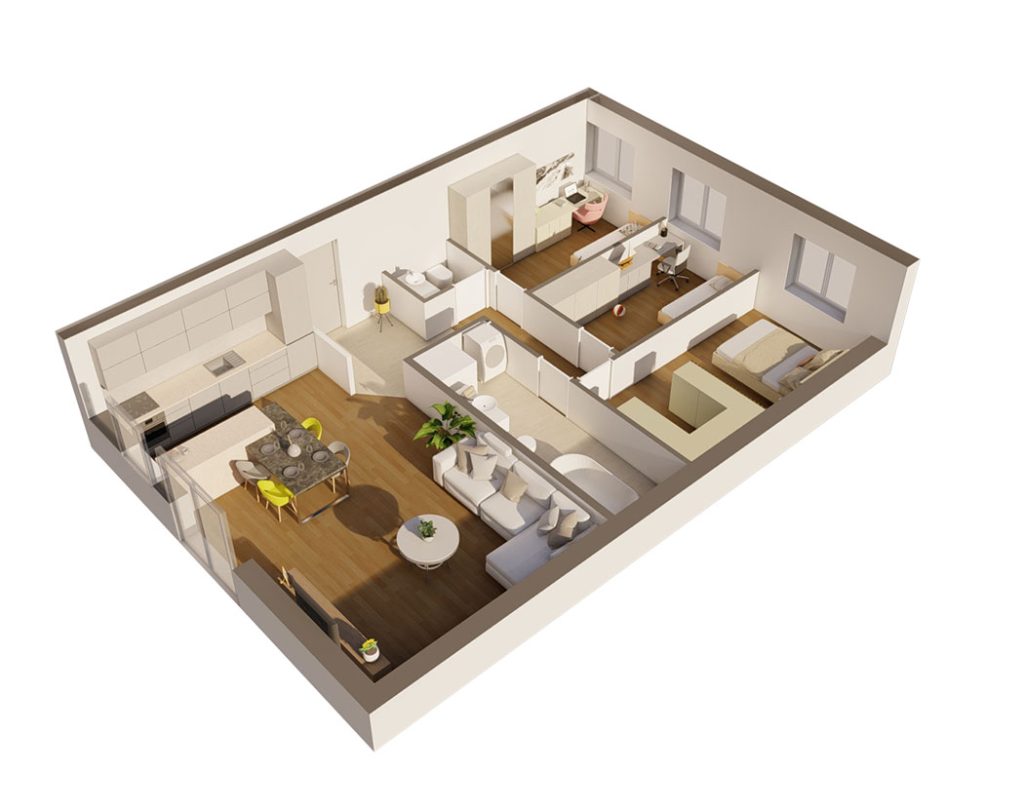3D model stana 1 na prizemlju