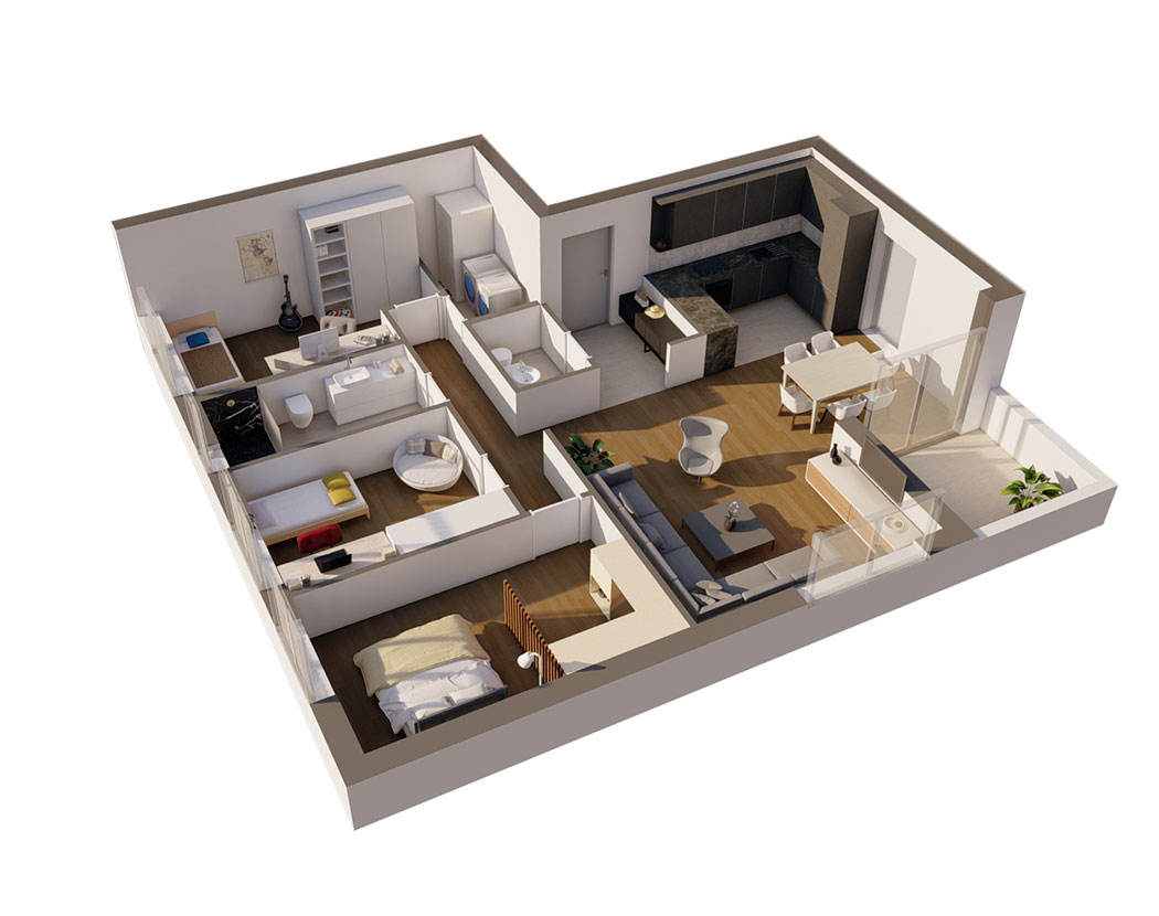 3D model stana 2 na prizemlju